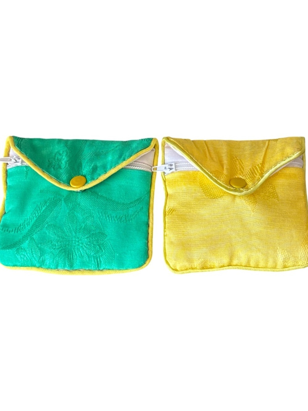 Source Unknown Teal and Yellow Satin Coin Pouches - Set of 2